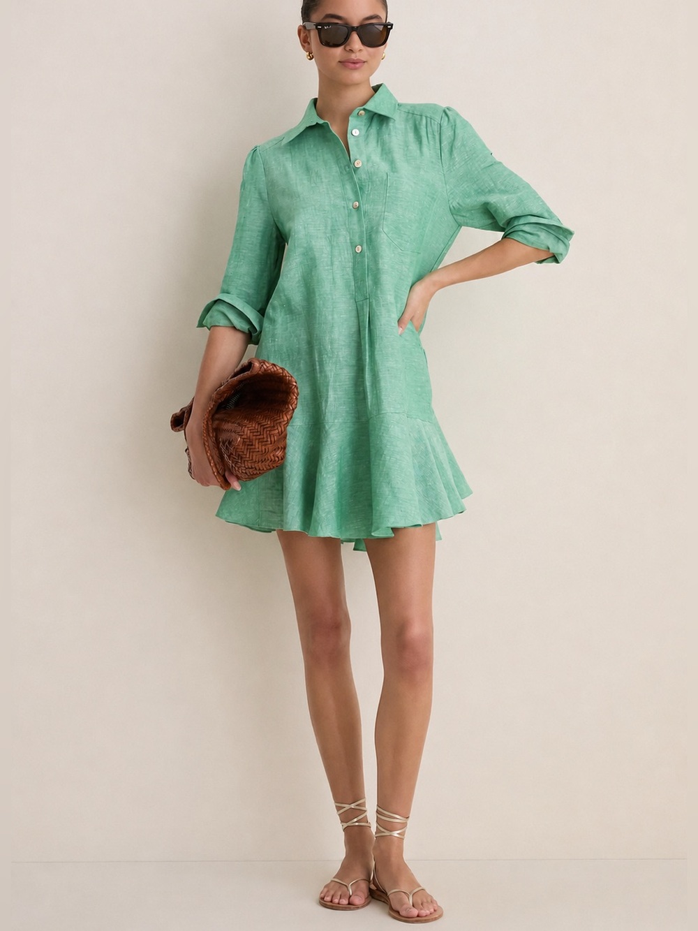 TUCKERNUCK Sea Green Callahan Shirt Dress Size Medium